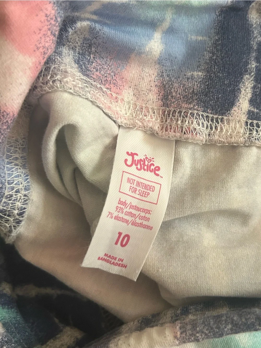 Justice Girls Multicolored Tie-Dye Leggings Size 10 Active Pants